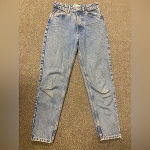 ZARA High-Waist Mom/Straight Leg Jeans - Light Wash Denim